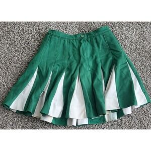Vtg 70s 80s Cheerleader Cheer Skirt Dehen Size 13 Green White USA  Pleated -READ
